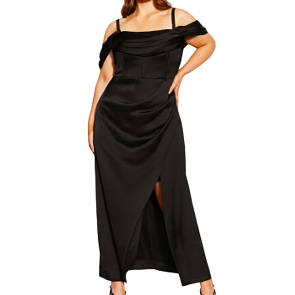 City Chic Dresses & Skirts - City Chic Maxi Forbidden Love Dress Black Size 18 Off The Shoulder NWT